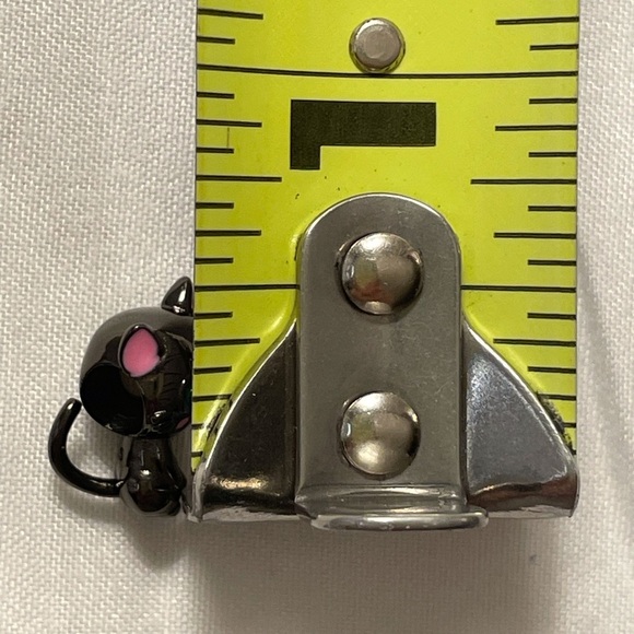 Charm for Pandora Bracelet Black Cat Holding a Rhinestone Heart Sterling Silver - Picture 5 of 13